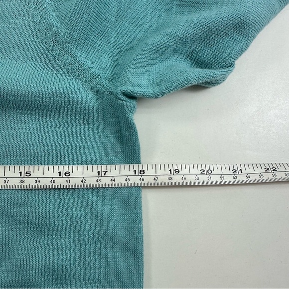 Nic Zoe Slub V Neck Sweater Womens Medium Long Puff Sleeve Cotton Blend Casual - Picture 7 of 9